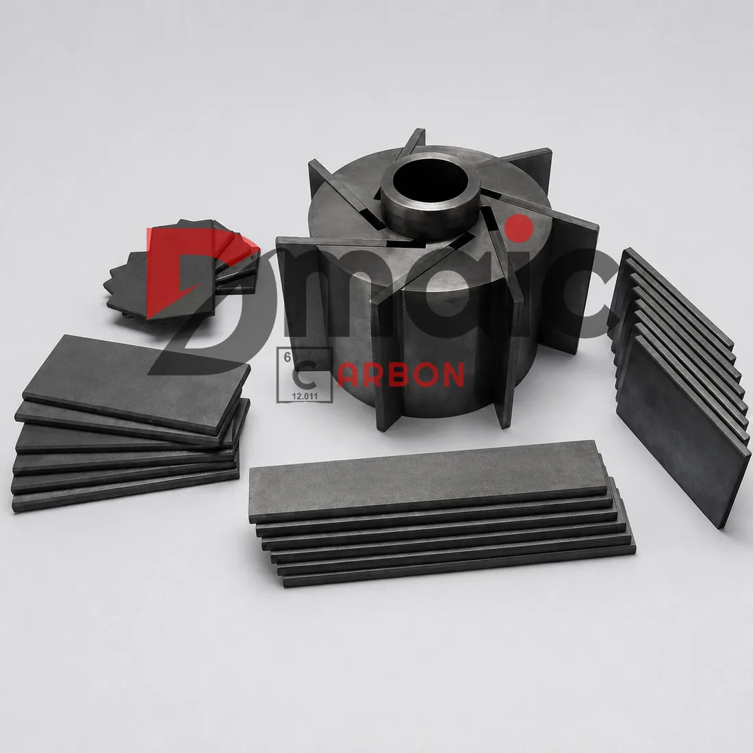 Machined carbon graphite components for industrial applications